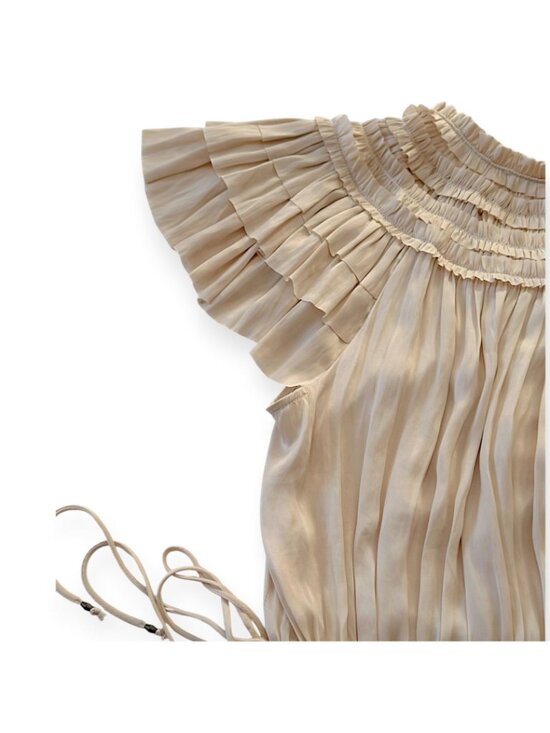 Ulla Johnson Isadora Plisse Midi Dress Dawn Cream Size 2 NWT Flutter Sleeve - Picture 12 of 16